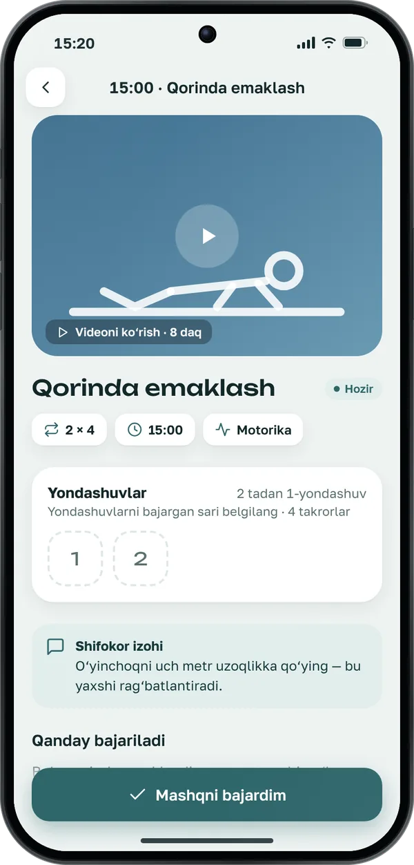 Video va bajarilganini belgilash